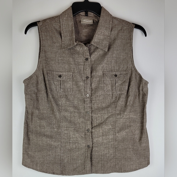 NEW Croft & Barrow Cotton Brown Sleeveless Button Down Shirt Women Size XL - Picture 1 of 9